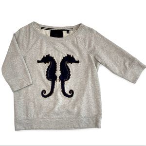 Sperry Seahorse Embroidery Heather Gray Crew Neck Sweater